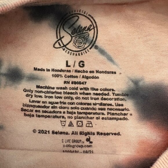 Selena Quintanilla Tie-Dye Graphic Short Sleeve T-Shirt Womens L/G Pink & Black - Picture 5 of 10